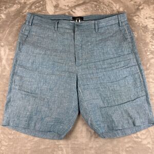 Black by Saks Fifth Avenue Men's Linen Shorts Size‎ W40 Flat Front Blue (0710)